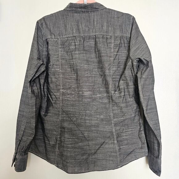 District Made Long Sleeve Washed Woven Workshirt, L, Grey - Picture 4 of 13
